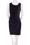 Do & Be Left Side 8 Pleats Stitched Faux Leather Back Zipper Sleeveless Asymmetric Lined Dress Black