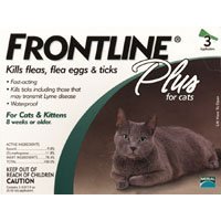 Merial Frontline Plus Flea and Tick Control for Cats and Kittens, 3 Doses, For Cats 8 Weeks and Older