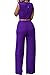 Pink Queen Women's Purple Deep v Neck Loose Long Jumpsuits Rompers with Belt XL
