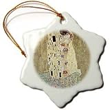 Famous Klimt Painting The Kiss - 3 Inch Snowflake Porcelain Ornament