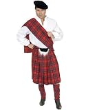 Adult Large 42-44 Red Scottish Kilt Highlander Costume