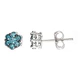 14k White Gold Blue Diamond Children Studs Earrings (1/2Cttw, SI Clarity)