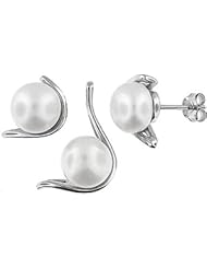 Sterling Silver and Freshwater Pearl Earring and Pendant Set