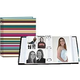 BOLD STRIPES print 3-ring album w/EZ-stick magnetic pages - 5x7