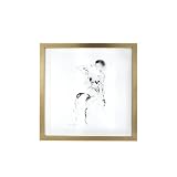 Lazy Susan Charcoal and Ink Nude with Gold Leaf Frame