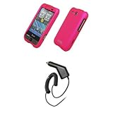 EMPIRE Hot Pink Rubberized Hard Case Cover + Car Charger (CLA) for AT&T HTC ....
