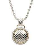 66552 Sterling & 14Ky Gold 1/3 Ct Tw Diamond Pendant On 18 Snake Chn