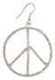Silver Metal Hammered Peace Sign Dangle Earring