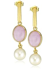 TARA Pearls Sterling Silver 18k Yellow Gold Plated Freshwater and Kunzite Earrings