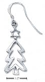 Sterling Silver Simple Christmas Tree Cut Out Earrings