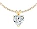 Prong Setting Heart Diamond Solitaire Pendants in 18K Yellow Gold - Pen116