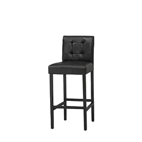 Linon Bonded Leather Tufted Counter Stool 24 in Black by Linon