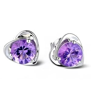 Rhodiniert 925 Sterling Silber Amethyst Ohrringe studding Diamantedelstein Schmuck