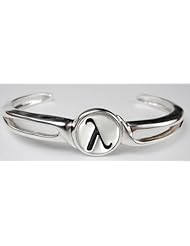 Heavy Weight Sterling Silver Lambda Cuff Bracelet