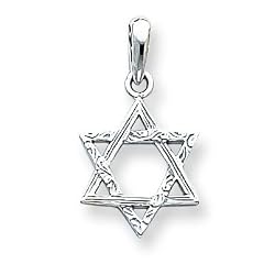 14k White Gold Star of David Pendant