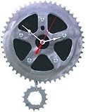 Recycled Bike Chain & Rubber Clock-With Swinging Pendulum