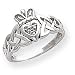 14k White Gold .01ct Diamond Ladies Claddagh Ring