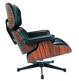 Charles Eames Italian Leather Black Lounge Chair & Ottoman