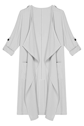 Meaneor Women's Long Waterfall Draped Coat Belt Long Sleeve Jacket Cape Cardigan