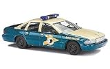 BUSCH, HO SCALE DIE CAST MODEL, 1/87, CHEVROLET CAPRICE W/NEW HAMPSHIRE STATE POLICE MARKINGS, GREY/GREEN