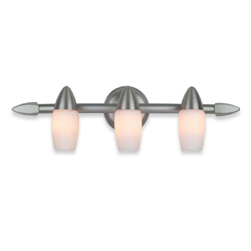 Royce Lighting RV2162/3BS Three-Light Vanity Brushed Steel with Opal Etched Globes