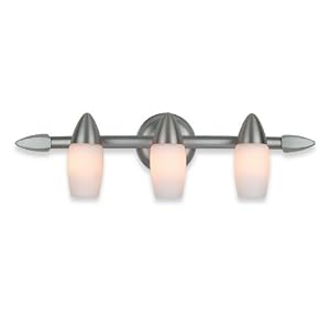 Royce Lighting RV2162 3BS Three-Light Vanity Brushed Steel with Opal Etched Globes by 