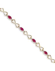 14k Diamond And African Ruby Oval Bracelet