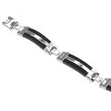316L Stainless Steel Bracelet with rubber. Length: 8 Width: 13mm