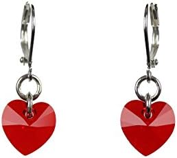 Pixel Red Heart Earrings on Sterling Silver Leverback Hooks, Youtube Gaming Video Game Inspired Earrings