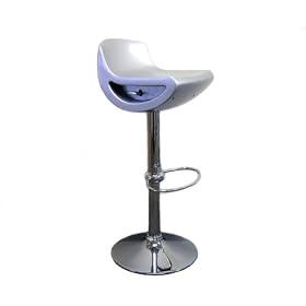 Baxton Studio Adjustable Plastic Barstool, Set of 2, Silver and Chrome