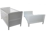 Lit enfant 140 x 70 avec matelas 140x70x6 - Evolutif - Mulitfunctional 2 en 1 Combi - Couleur: blanche - Import allemand