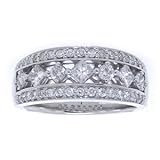 1 Carat Princess Diamond 14k White Gold Antique Style Wedding Anniversary Ring