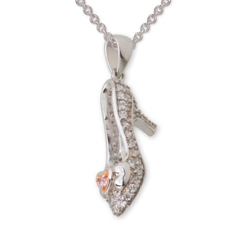 Disney Princess Sterling Silver Slipper Pendant With 18