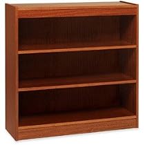 Traditional Square Corner Veneer Bookcase, Three Shelf, 36" High, Medium Oak (ALE13663) Category: Wood Hutches and Stack On Storage