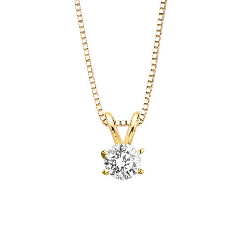 1 ct. F - SI2 Round Brilliant Cut Diamond Solitaire Pendant with Chain