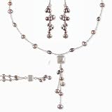 Waterfall Silver Cultured Pearl Necklace Bracelet Earrings Set