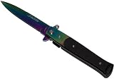 Stiletto Spring Assisted Knife - Rainbow Blade