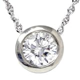 .38CT Solitaire Bezel Real Diamond Pendant White Gold