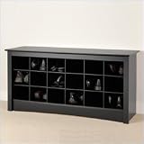Prepac Black Sonoma Shoe Storage Cubbie Bench in Deep Black