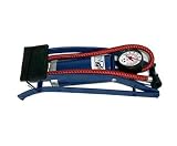 Footpump with gauge for air beds, inflatables, bike
