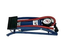 Footpump with gauge for air beds, inflatables, bike