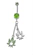 DANGLING CHAIN WITH 2 POT LEAVES BELLY RING