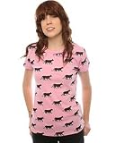 Primp The Panther Crew Neck T-shirt in Peony,T-shirts for Women