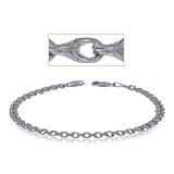 14KT Ladies White Gold Double Link Charm Bracelet
