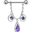 Purple Teardrop Trilogy Nipple Ring