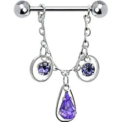 Purple Teardrop Trilogy Nipple Ring