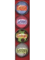 iPop Clicks Erica Becker Live Love Laugh Play 4-Pack Magnet Set