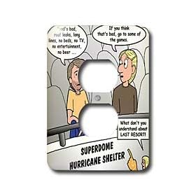 Rich Diesslins Funny General - Editorial Cartoons - Katrina Hurricane Shelter Problems - Light Switch Covers - 2 plug outlet cover