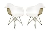 Set of 2 Chairs - Modern Style White Finish