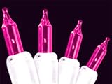Set of 50 Pinkish Purple Everglow Mini Christmas Lights With White Wire